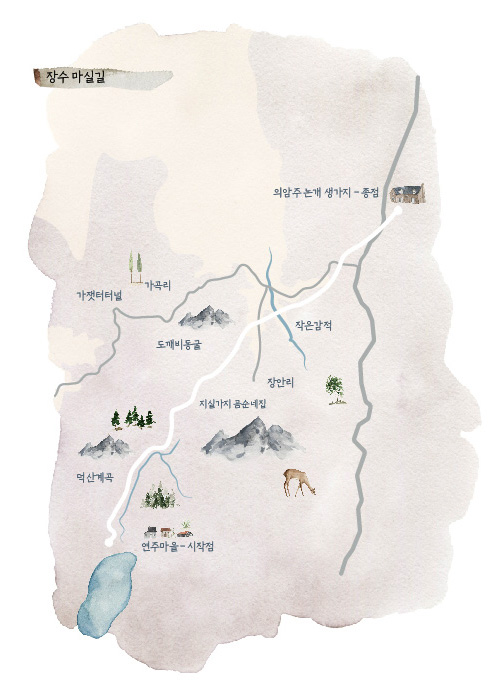 장수장안산 마실길 코스지도