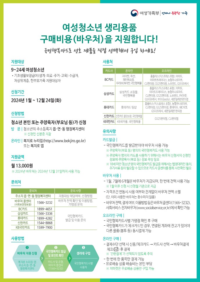 여성청소년 생리용품 지원 바우처 신청 안내 사진(2)